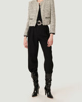 LEDISI COLLARLESS OPEN KNIT JACKET  image number null